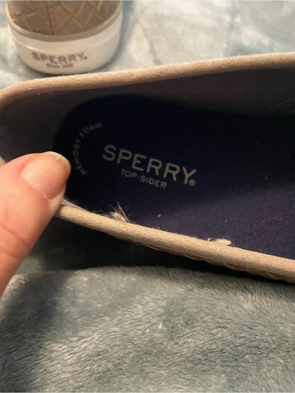 Sperry Women's Woven Slip-On Flats in Tan with White Sole